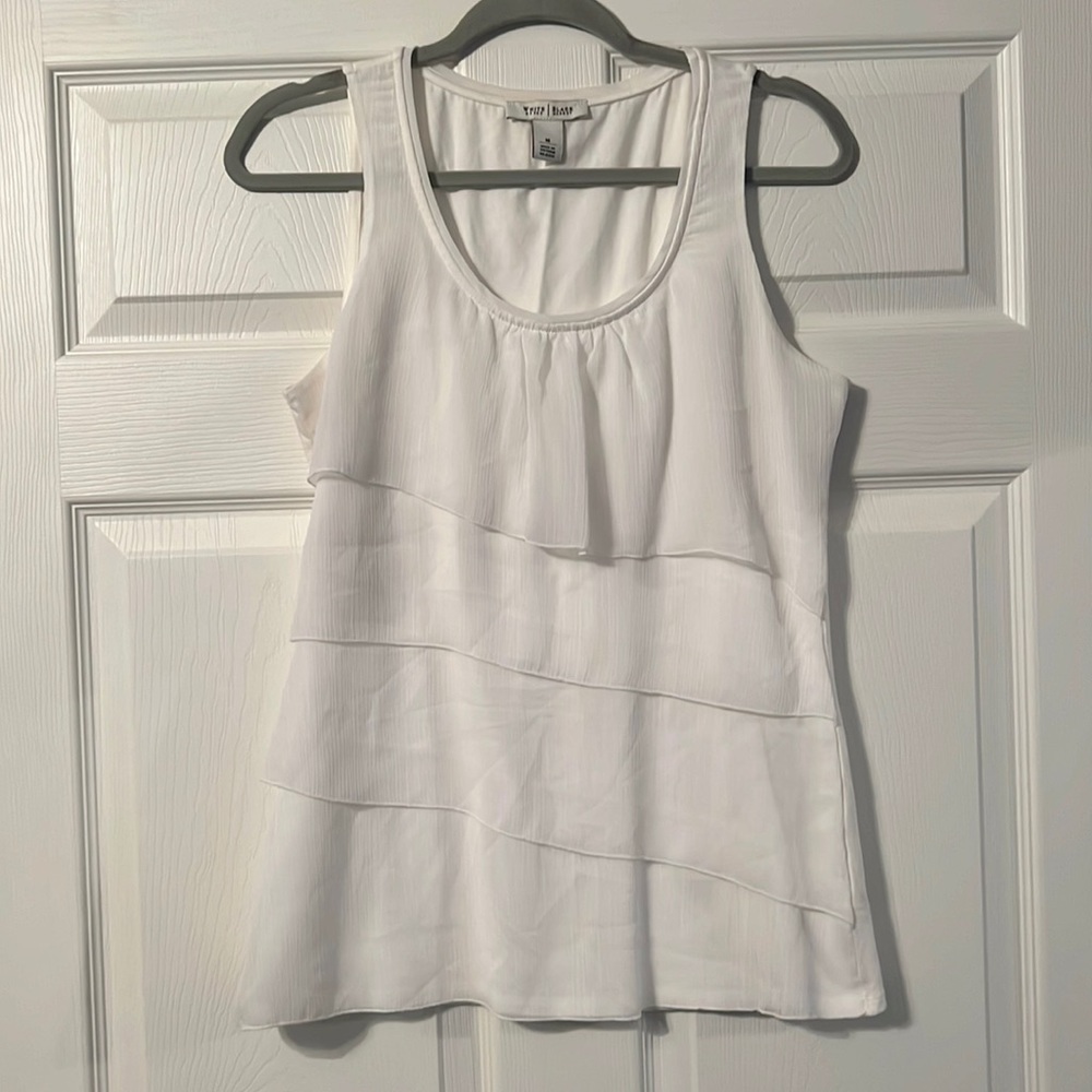 White Ruffle Tank